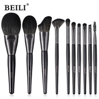 Beili Christmas Gift Makeup Brush Set Of 10, Kabuki Brushes With Synthetic Hair For Foundation, Concealer, And Eyeshadow.