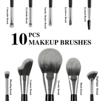 Beili Christmas Gift Makeup Brush Set Of 10, Kabuki Brushes With Synthetic Hair For Foundation, Concealer, And Eyeshadow.
