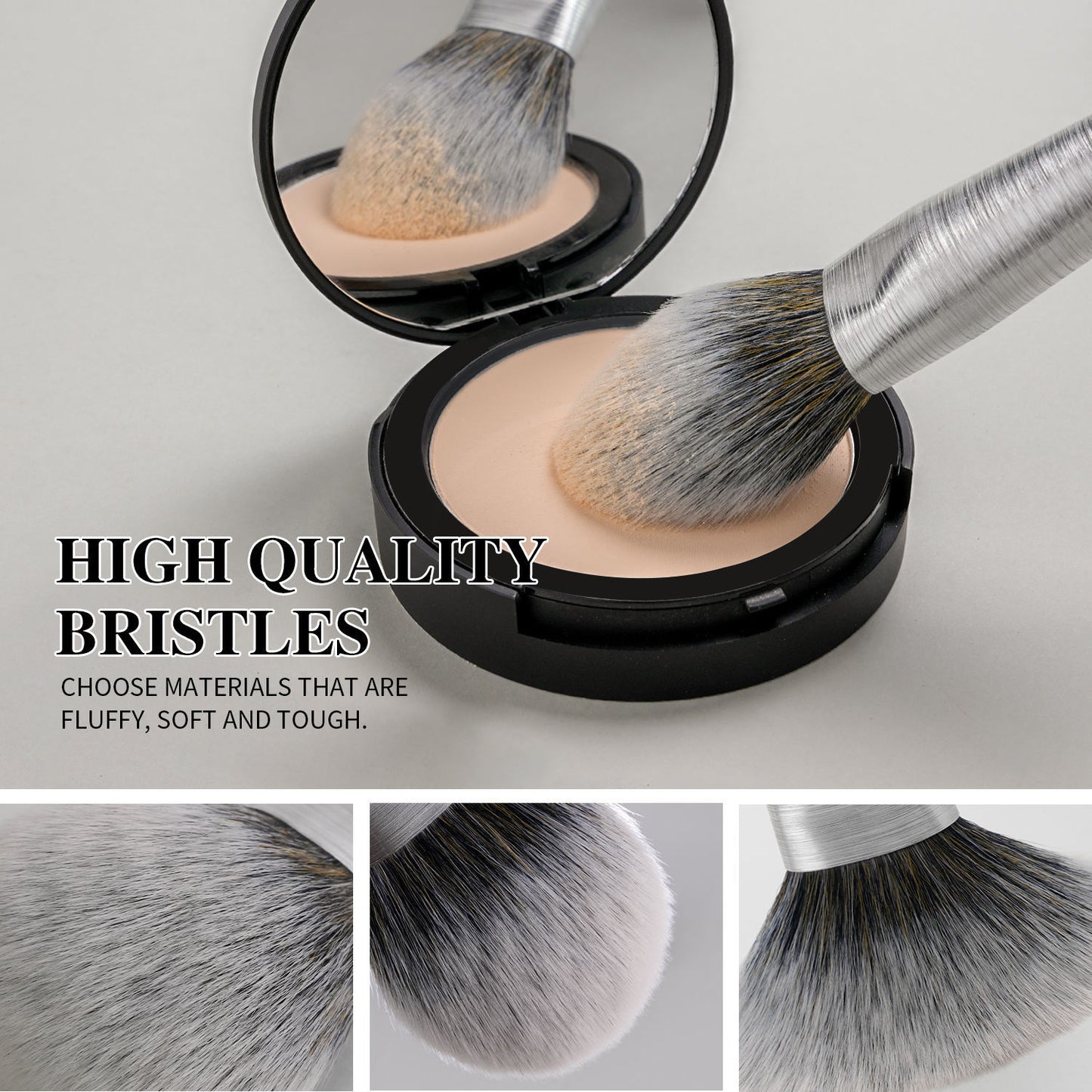 Beili Christmas Gift Makeup Brush Set Of 10, Kabuki Brushes With Synthetic Hair For Foundation, Concealer, And Eyeshadow.