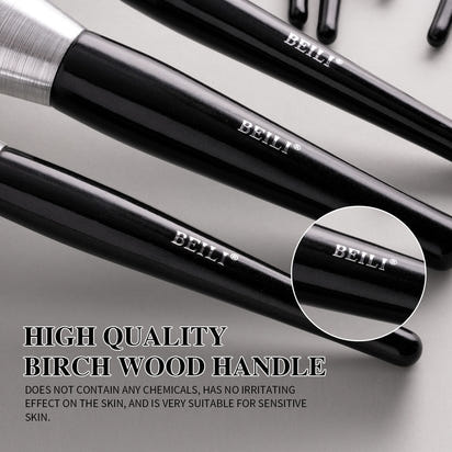 Beili Christmas Gift Makeup Brush Set Of 10, Kabuki Brushes With Synthetic Hair For Foundation, Concealer, And Eyeshadow.